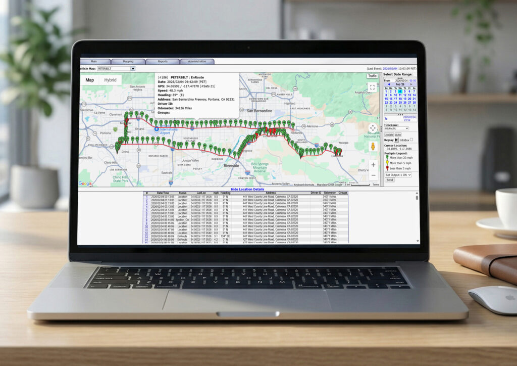 ETA Track Plus web platform route replay and breadcrumb trail